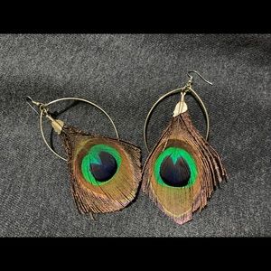 Peacock feather earrings